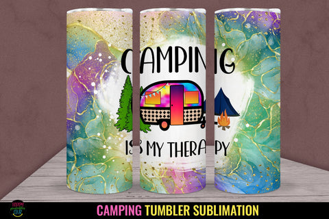 Camping Is My Therapy I Camping Tumbler Sublimation PNG Sublimation Happy Printables Club 