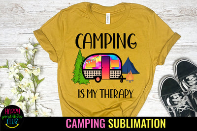 Camping is My Therapy Sublimation Design Sublimation Happy Printables Club 