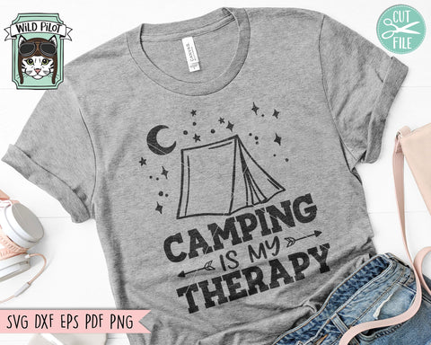 Camping Is My Therapy SVG, Camping Tent SVG, Tent Cut File, Camping svg, Adventure svg, Camping cut file, Outdoors svg, Explorer svg, Hiking svg SVG Wild Pilot 