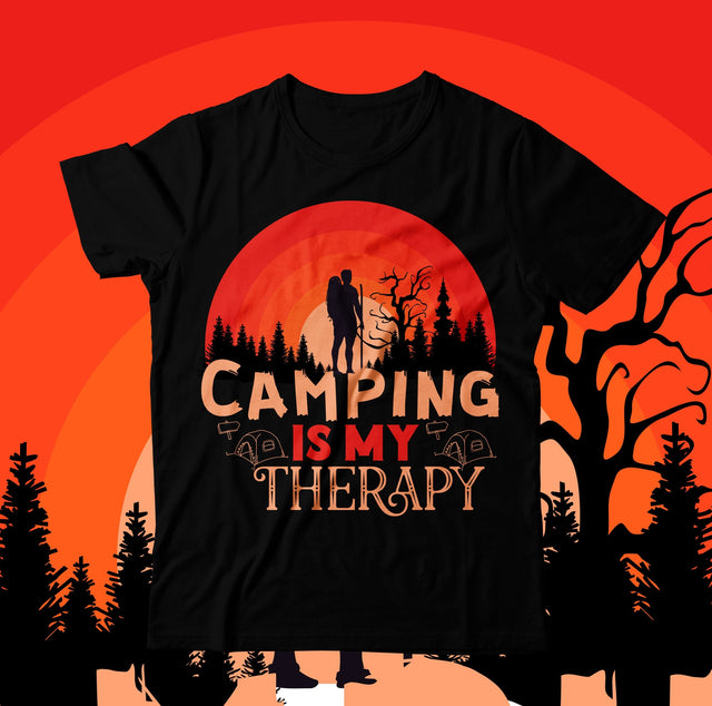 Camping is My Therapy T-Shirt Design, Camping is My Therapy SVG Cut File SVG BlackCatsMedia 