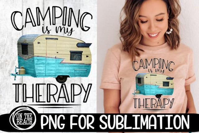 CAMPING IS MY THERAPY - Vintage Camper - Camping Sublimation Sublimation On the Beach Boutique 