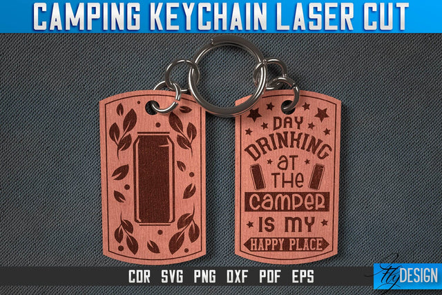 Camping Keychain Laser Cut SVG | Camping Laser Cut SVG Design | CNC Files SVG Fly Design 