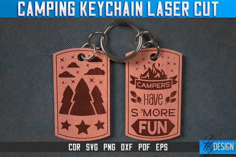 Camping Keychain Laser Cut SVG | Camping Laser Cut SVG Design | CNC Files SVG Fly Design 