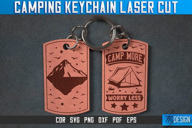Camping Keychain Laser Cut SVG | Camping Laser Cut SVG Design | CNC Files SVG Fly Design 