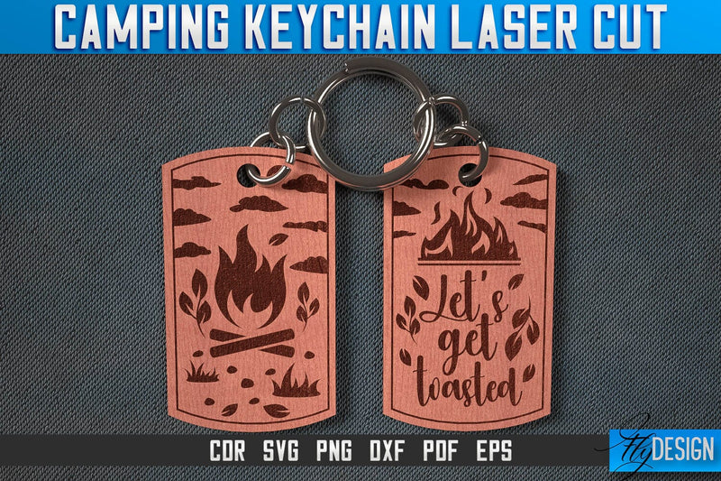 Camping Keychain Laser Cut SVG | Camping Laser Cut SVG Design | CNC Files SVG Fly Design 