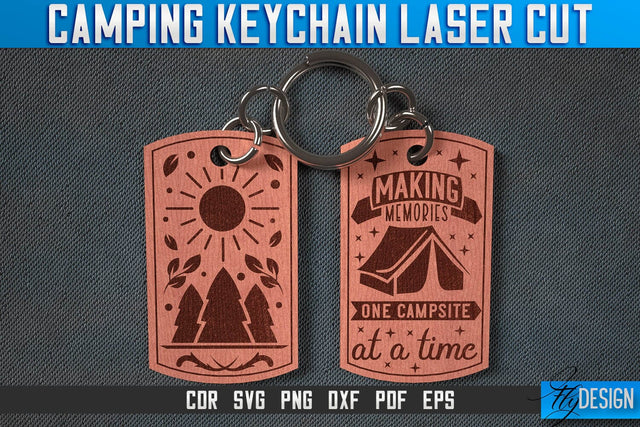 Camping Keychain Laser Cut SVG | Camping Laser Cut SVG Design | CNC Files SVG Fly Design 