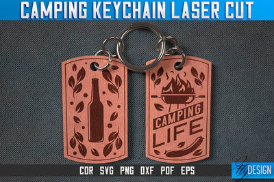 Camping Keychain Laser Cut SVG | Camping Laser Cut SVG Design | CNC Files SVG Fly Design 