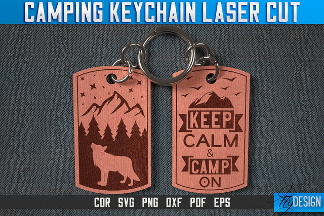 Camping Keychain Laser Cut SVG | Camping Laser Cut SVG Design | CNC Files SVG Fly Design 