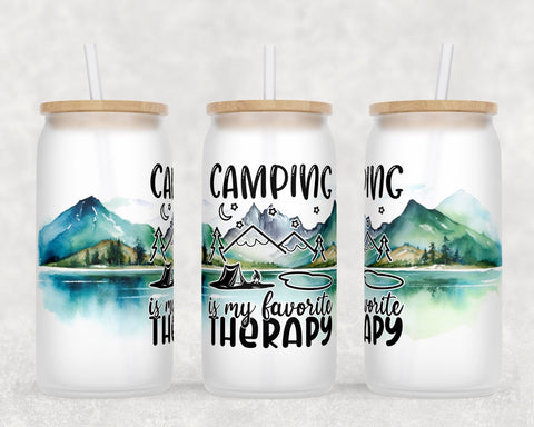 Camping Libbey Glass Can Wraps, 16 Oz Glass Can Sublimation Designs, Camping Glass Can PNG Files, Camping Quotes Glass Can Wraps Sublimation HappyDesignStudio 