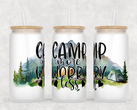 Camping Libbey Glass Can Wraps, 16 Oz Glass Can Sublimation Designs, Camping Glass Can PNG Files, Camping Quotes Glass Can Wraps Sublimation HappyDesignStudio 