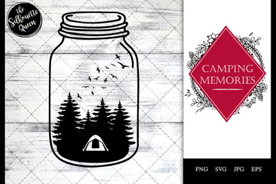Camping Memories - Tent in the Forest in Mason Jar SVG SVG Loveleen Kaur 