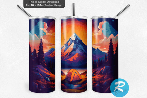 Camping Mountain 20 oz / 30 oz Skinny Tumbler Sublimation Regulrcrative 