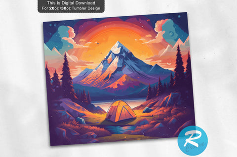 Camping Mountain 20 oz / 30 oz Skinny Tumbler Sublimation Regulrcrative 