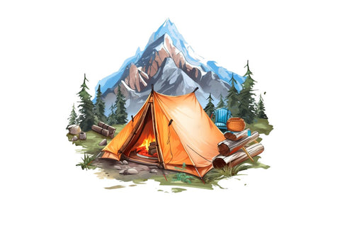 Camping Mountain Clipart Bundle Sublimation Regulrcrative 