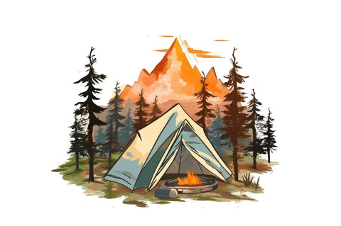 Camping Mountain Clipart Bundle Sublimation Regulrcrative 