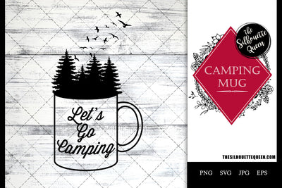 Camping Mug - Trees in Forest with Birds Flying Camping Mug SVG SVG Loveleen Kaur 