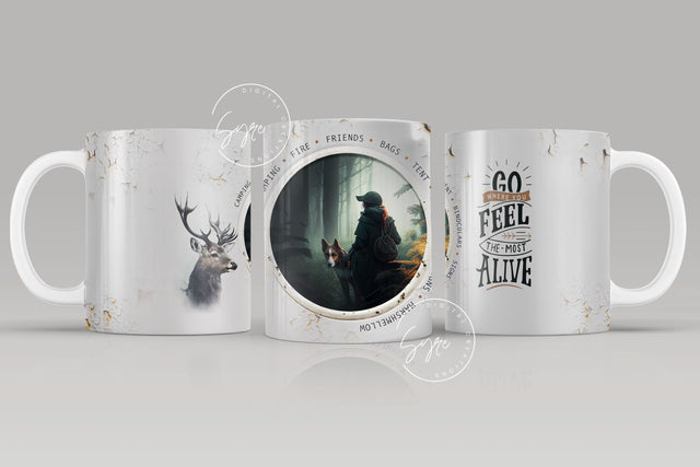 Camping Mug Wrap Design, Deer Mug, Hunting Mug Wrap Png, Adventure Mug, Camping Affirmation, 11 & 15 Oz Mug Cricut Press Sublimation Sublimation Syre Digital Creations 