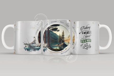 Camping Mug Wrap Design, Fishing Mug Wrap Png, Adventure Mug, Rustic Metallic, Camping Affirmations, 11 & 15 Oz Mug Cricut Press Sublimation Sublimation Syre Digital Creations 