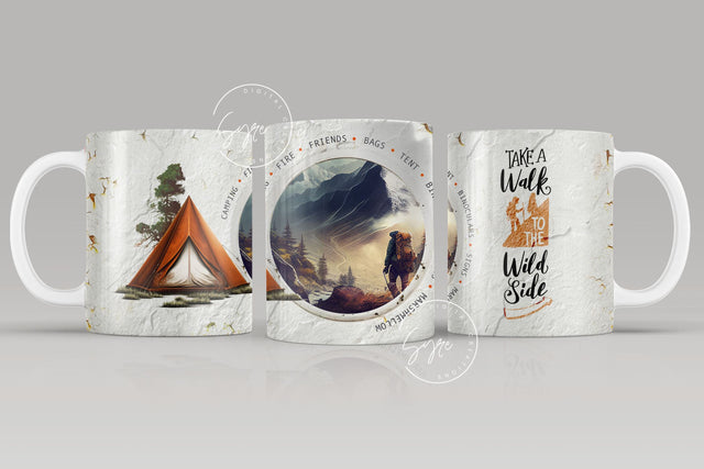 Camping Mug Wrap Design, Trekking Mug Png, Adventure Mug, Camping Tent Mug, Camping Affirmations, 11 & 15 Oz Mug Cricut Press Sublimation Sublimation Syre Digital Creations 