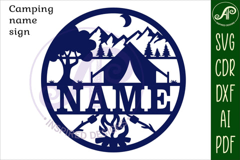 Camping name sign svg laser cut template SVG APInspireddesigns 