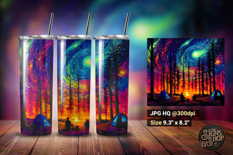 Camping Night Sky Vol 2 | Tumbler Wrap Sublimation The Vintage Signs Shop 