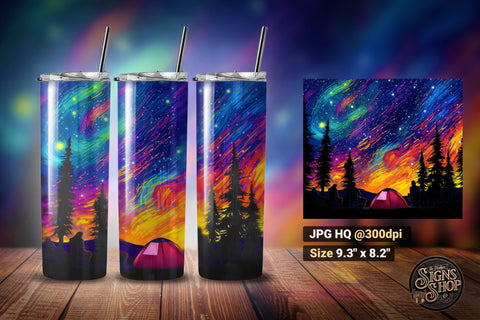 Camping Night Sky Vol 2 | Tumbler Wrap Sublimation The Vintage Signs Shop 