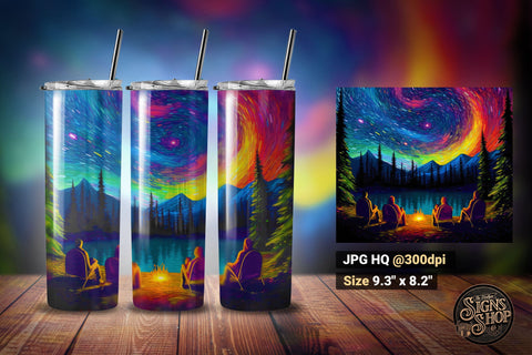 Camping Night Sky Vol 2 | Tumbler Wrap Sublimation The Vintage Signs Shop 