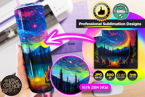 Camping Night Sky Vol 2 | Tumbler Wrap Sublimation The Vintage Signs Shop 
