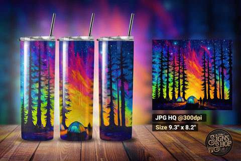 Camping Night Sky Vol 2 | Tumbler Wrap Sublimation The Vintage Signs Shop 