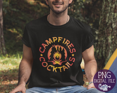 Camping Png, Campfires Cocktails, Sublimation Design Sublimation Crafty Mama Studios 