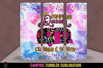 Camping Queen I Camping Tumbler Sublimation I 20 Oz Tumbler Wrap Sublimation Happy Printables Club 
