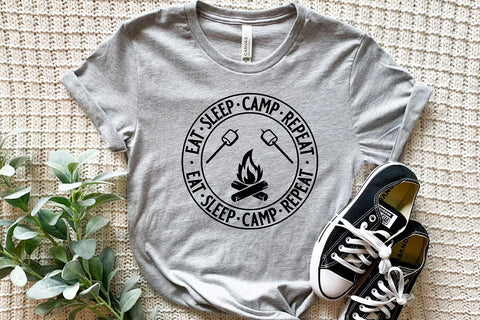 Camping Quote SVG | Eat Sleep Camp Repeat | Summer Cut File SVG B Renee Design 