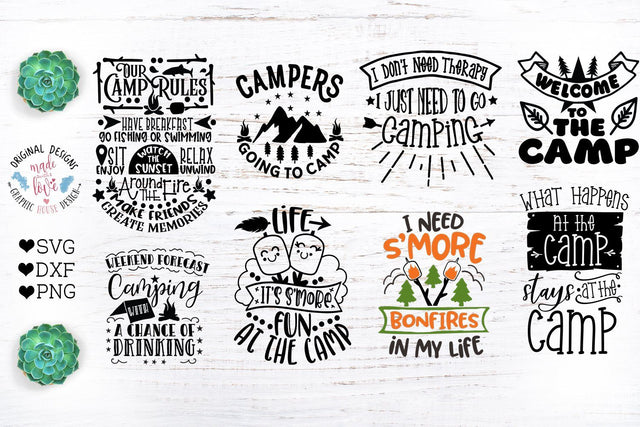 Camping Quotes Bundle SVG Graphic House Design