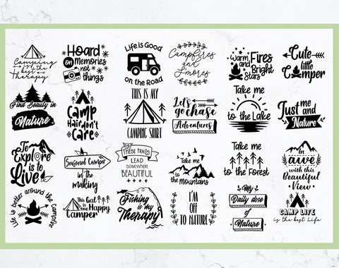 Camping quotes bundle,hiking,fishing svg,caravan,mountain SVG Redearth and gumtrees 