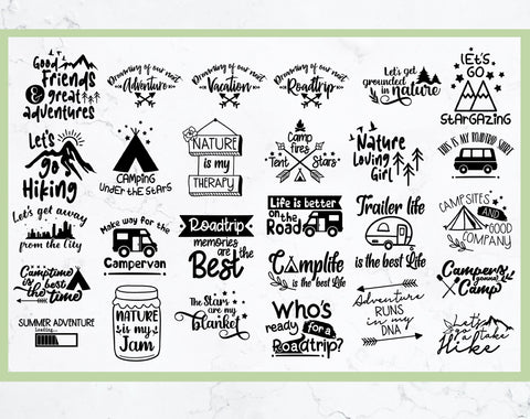 Camping quotes bundle,hiking,fishing svg,caravan,mountain SVG Redearth and gumtrees 