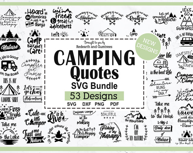Camping quotes bundle,hiking,fishing svg,caravan,mountain SVG Redearth and gumtrees 