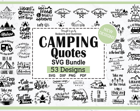 Camping quotes bundle,hiking,fishing svg,caravan,mountain SVG Redearth and gumtrees 