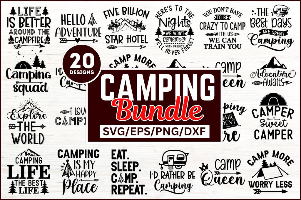 Camping Quotes SVG bundle - So Fontsy