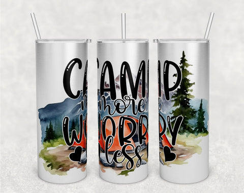 Camping Quotes Tumbler Wraps Bundle, 20 Oz Skinny Tumbler Camper Sublimation Designs, Seamless Camping PNG, 5 Designs Sublimation HappyDesignStudio 