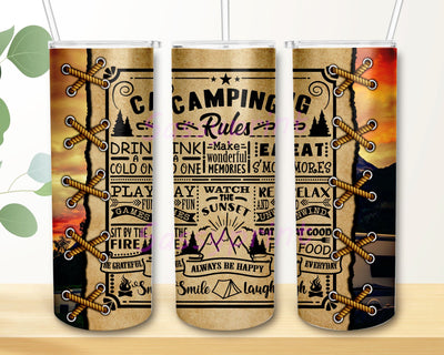 Camping Rules 20oz Skinny Tumbler Sublimation Designs Tumbler for Straight Tapered PNG File Digital Download Sublimation sassyprint 