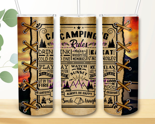 Camping Rules 20oz Skinny Tumbler Sublimation Designs Tumbler for Straight Tapered PNG File Digital Download Sublimation sassyprint 