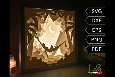 Camping Shadow Box Svg | 3D Light Box Template 3D Paper Lights & Silhouettes 