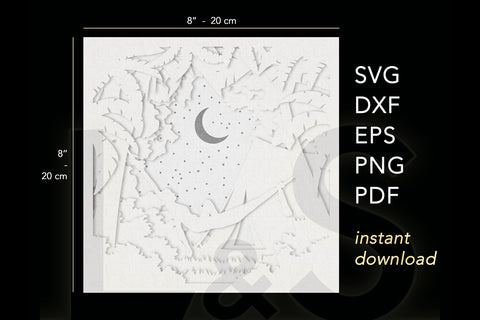 Camping Shadow Box Svg | 3D Light Box Template 3D Paper Lights & Silhouettes 