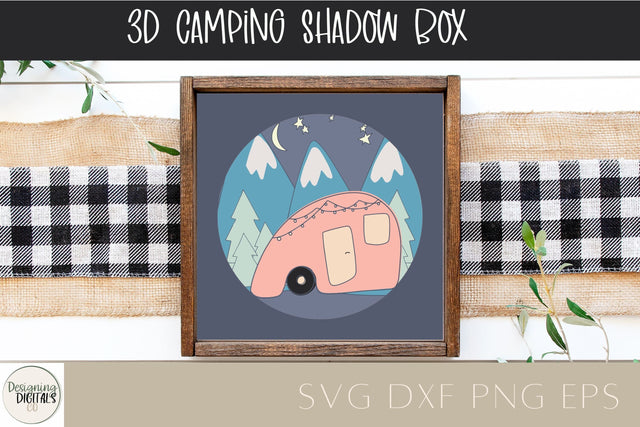 Camping Shadow Box SVG, Layered 3D SVG, Vintage Camper SVG Designing Digitals 