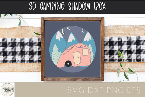 Camping Shadow Box SVG, Layered 3D SVG, Vintage Camper SVG Designing Digitals 