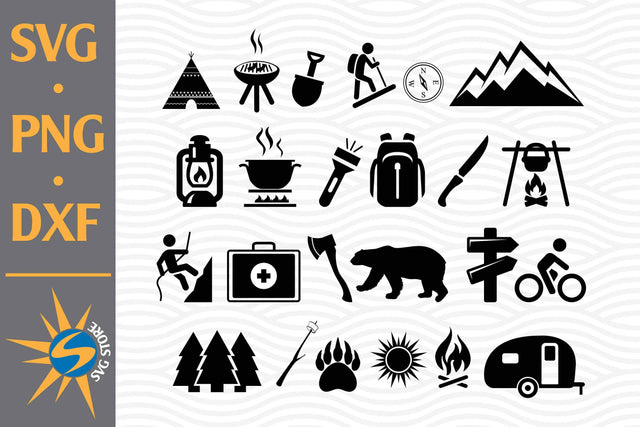 Camping Silhouette SVG, PNG, DXF Digital Files Include SVG SVGStoreShop 