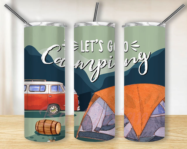 Camping Skinny Tumbler Sublimation Design, Skinny Tumbler Design, 20oz Tumbler, Skinny Tumbler Wrap Sublimation Design Template Sublimation BouDesign 