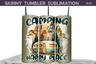 Camping Skinny Tumbler Sublimation WatercolorColorDream 