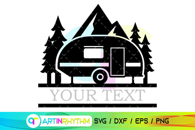 Camping split monogram, Van life split frame SVG Artinrhythm shop 
