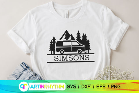 Camping split monogram, Van life split frame SVG Artinrhythm shop 